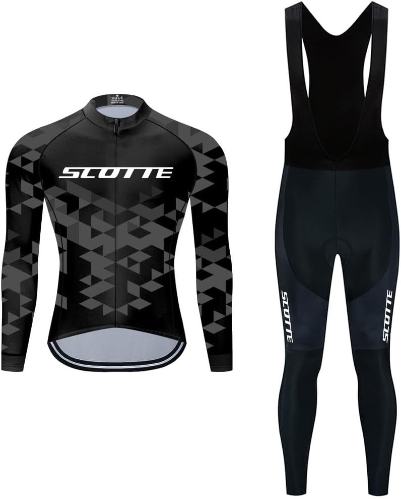 Moxilyn Heren wielersport herfst complet fietskleding set lange mouwen wielersport pak voor MTB fiets broek met 20D vulling ademend