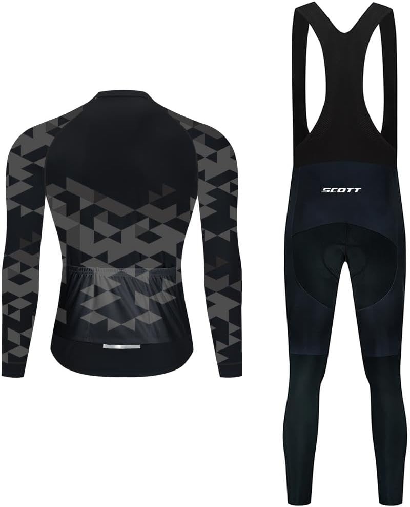 Moxilyn Heren wielersport herfst complet fietskleding set lange mouwen wielersport pak voor MTB fiets broek met 20D vulling ademend