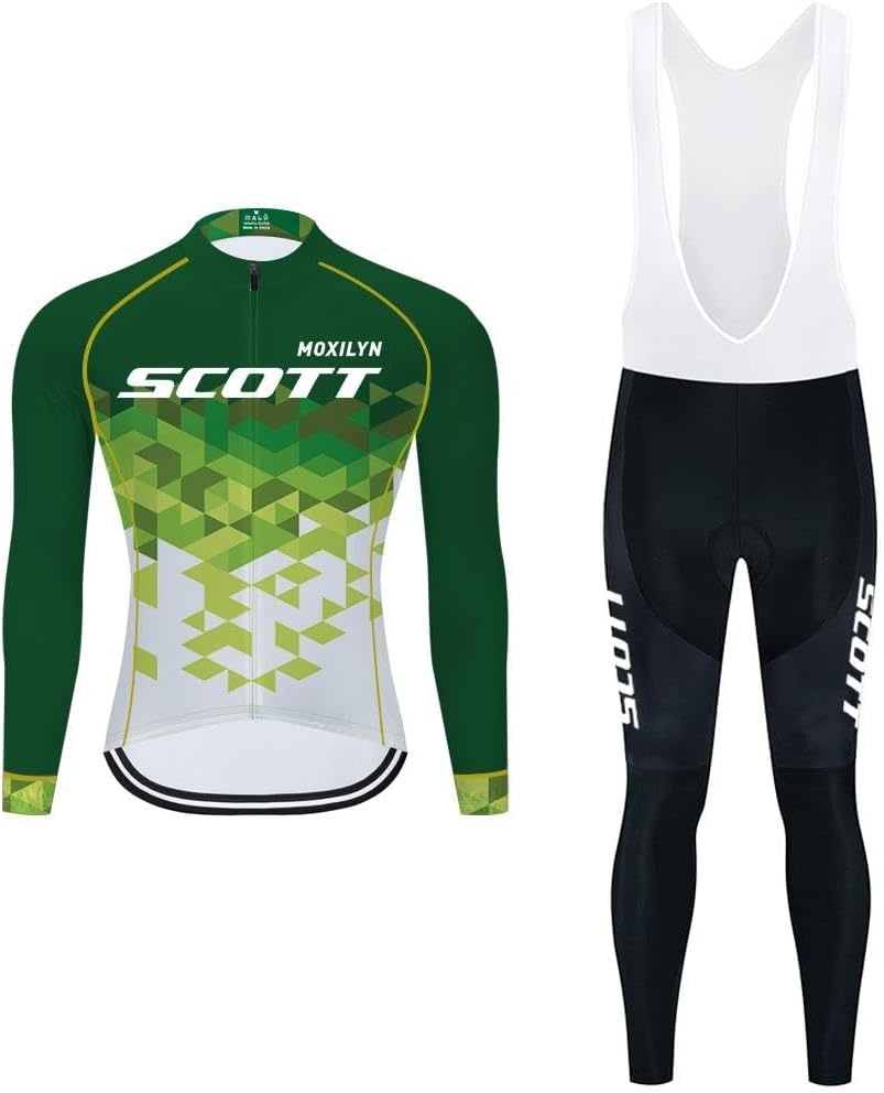 Moxilyn Heren wielersport herfst complet fietskleding set lange mouwen wielersport pak voor MTB fiets broek met 20D vulling ademend