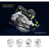 Duplex Pro 76321L Cirkelzaag, 1400 W, 5500 tpm, geleiderail, lemmet 185 mm, maximaal 62 mm (90 graden), 46 mm (45 graden), parallelaanslag, elektrische zaag voor hout, kunststof en metaal.
