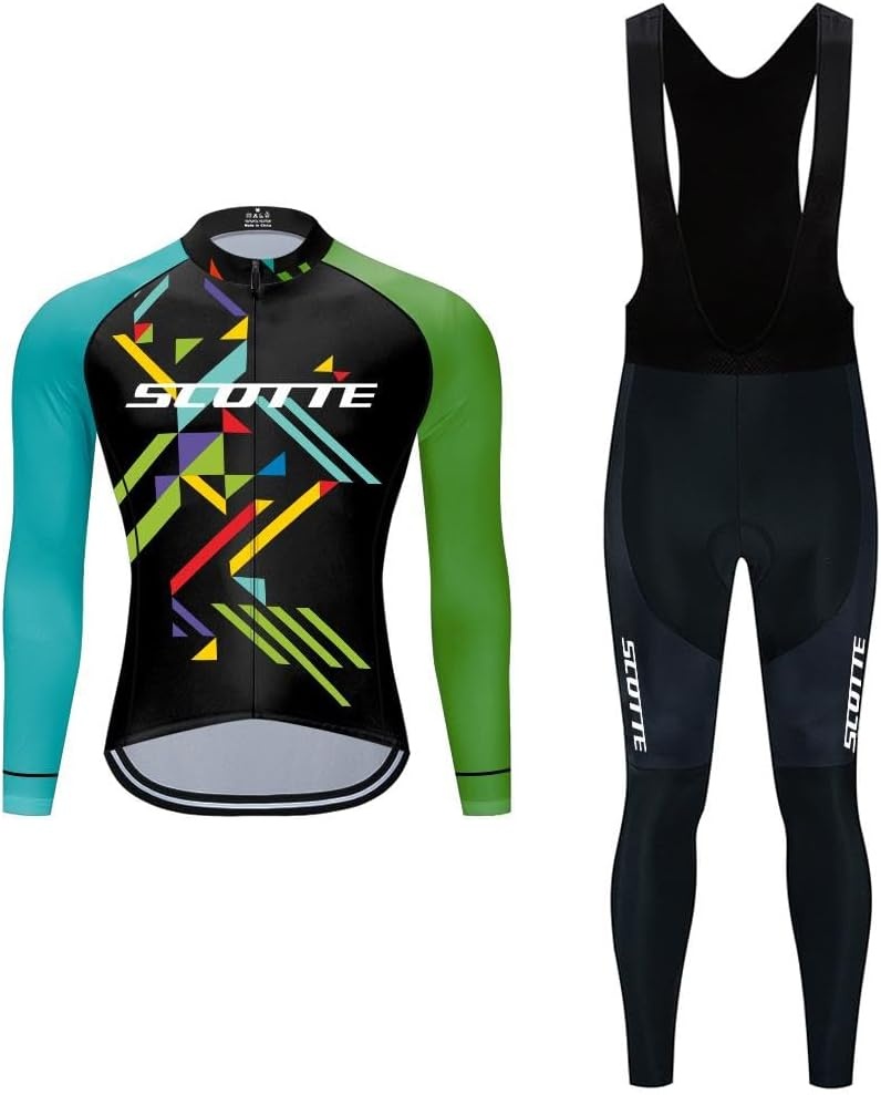 Moxilyn Heren wielersport herfst complet fietskleding set lange mouwen wielersport pak voor MTB fiets broek met 20D vulling ademend