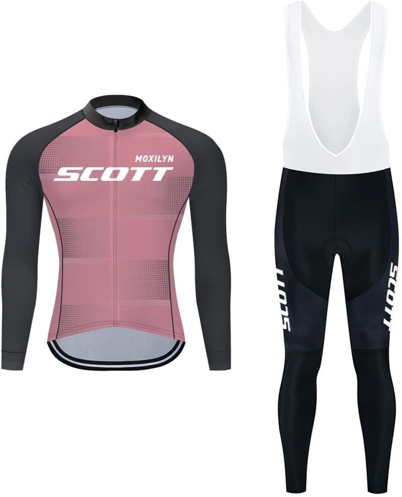 Moxilyn Heren wielersport herfst complet fietskleding set lange mouwen wielersport pak voor MTB fiets broek met 20D vulling ademend