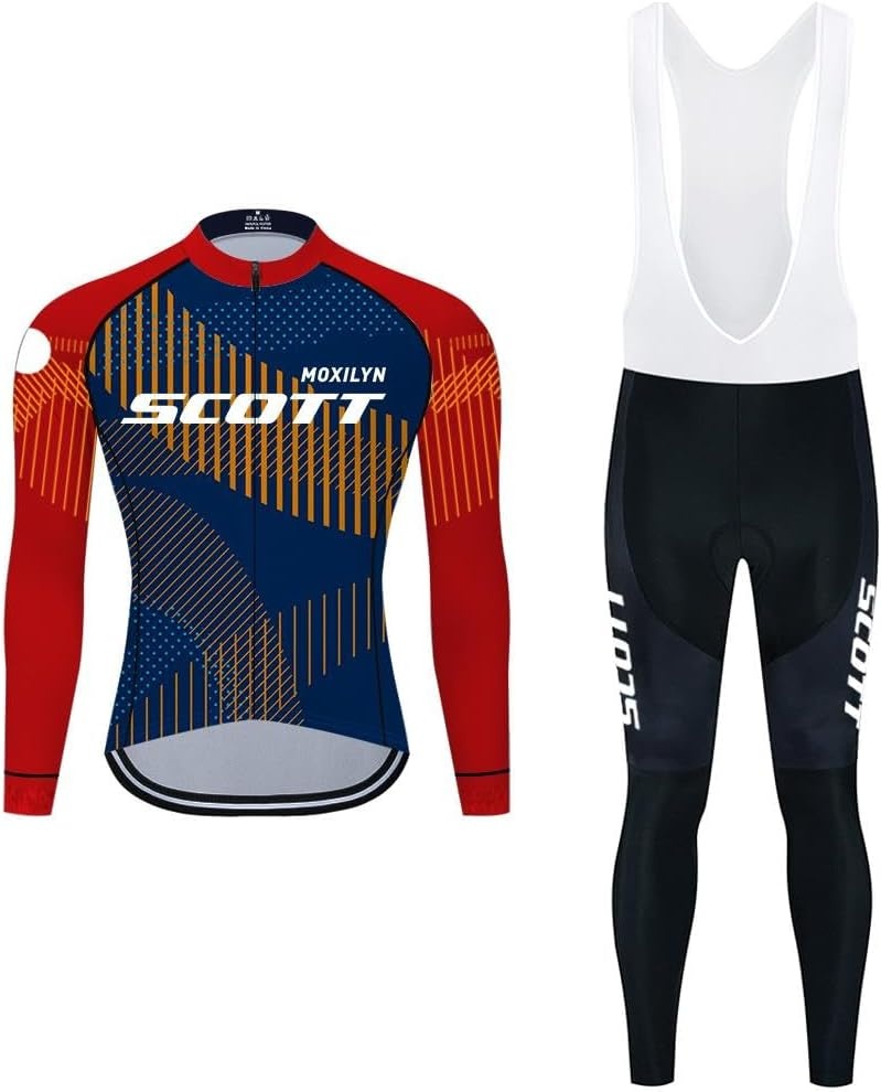 Moxilyn Heren wielersport herfst complet fietskleding set lange mouwen wielersport pak voor MTB fiets broek met 20D vulling ademend