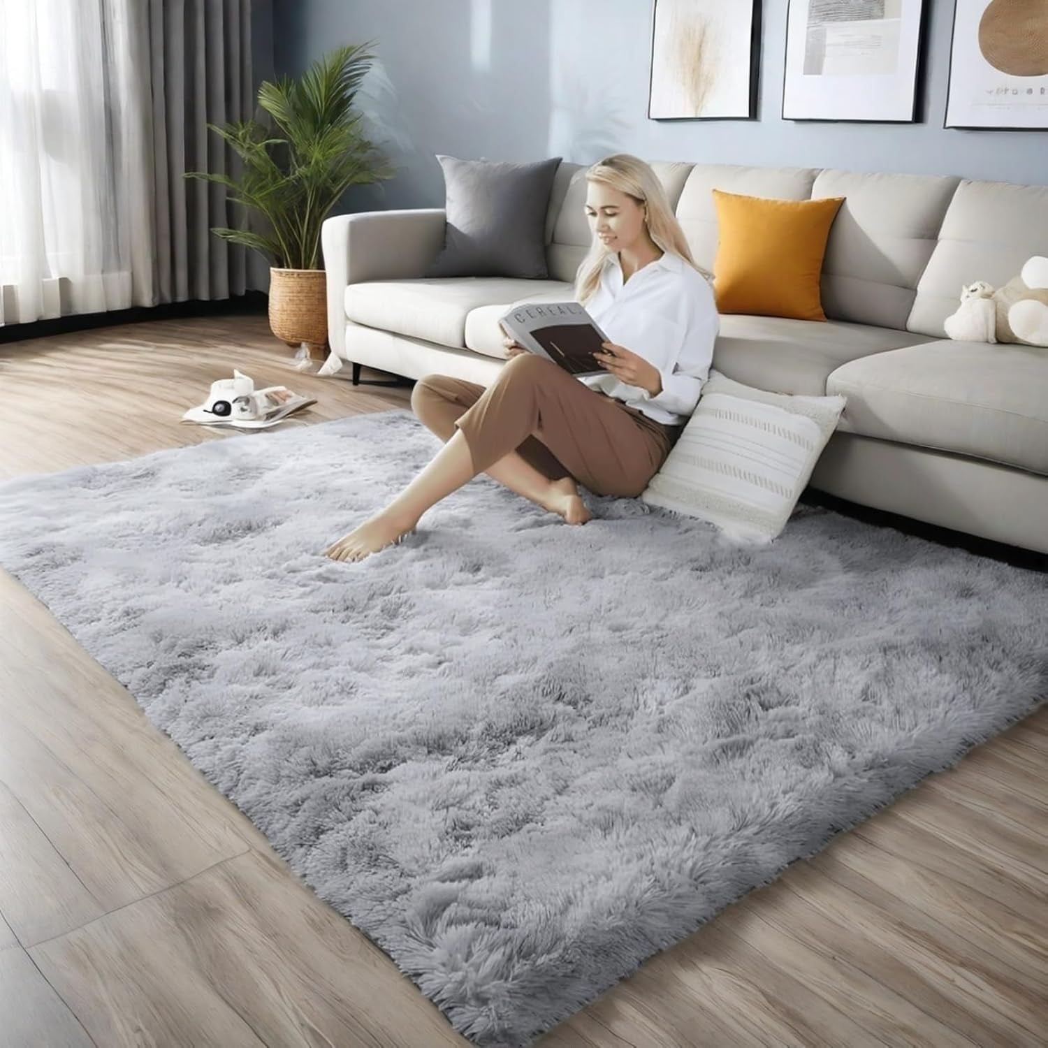 Vloerkleed Lichtgrijs 80x160cm - Langpolig & Antislip - 56% Korting!