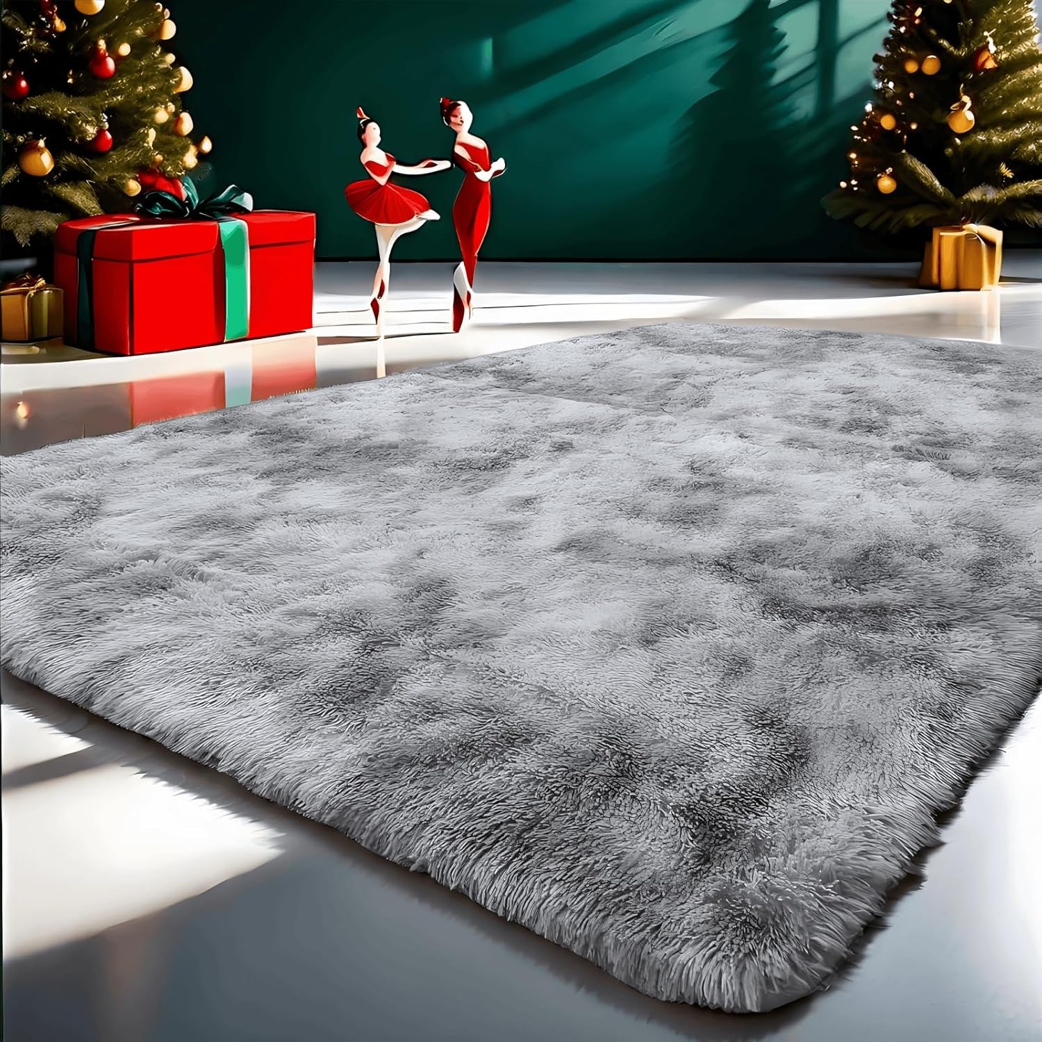 SUBEEN Modern Woonkamer Vloerkleed Langpolig Zacht Vloerkleed Rechthoekig Vloerkleed Luxe Vloerkleed Gezellige Woonkamer Meisjes Kinderen Antislip Vloerkleed (Lichtgrijze, 80x160cm)