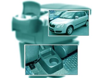 Middenconsole Armsteun met Opbergvak voor Skoda Fabia II (2007-2014) - Zwart