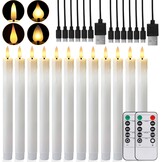 Oplaadbare led-staafkaarsen met timerfunctie, 12 stuks led-kaarsen, flikkerende vlam met 4 soorten lampsokkels, witte staafkaars voor tafel, kamer, Halloween, kerstdecoratie
