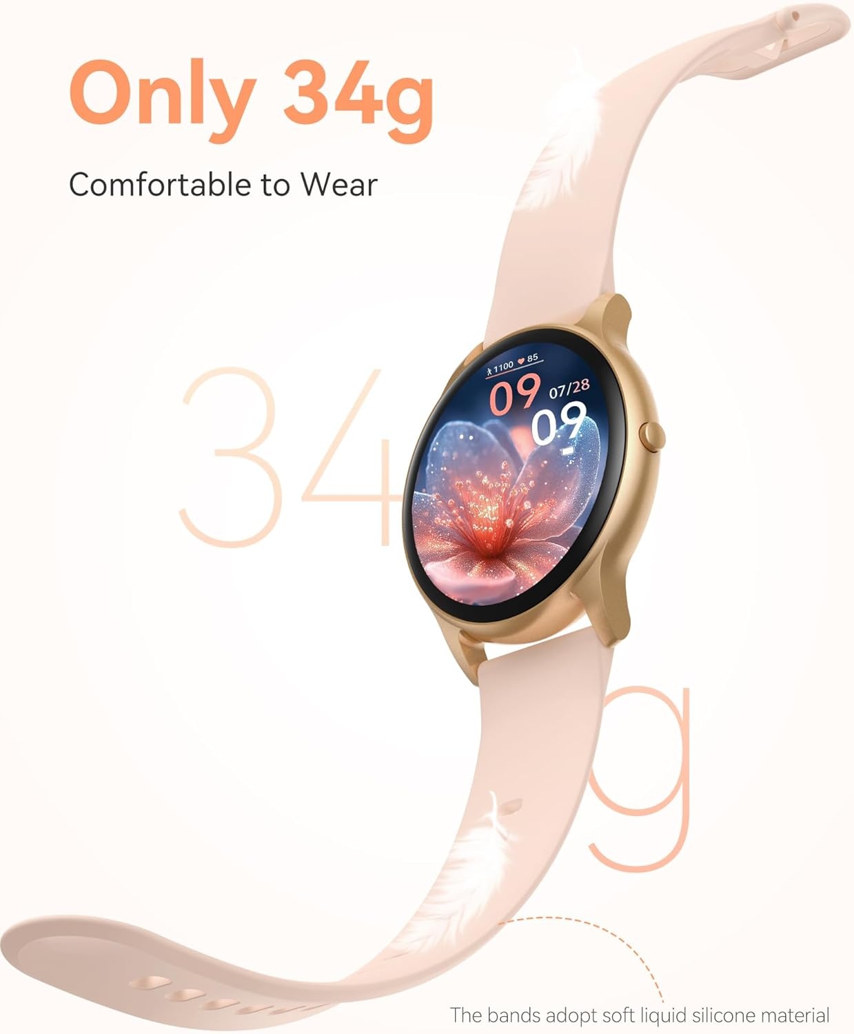 Smartwatch Dames Rose Goud - 1.3" Kleurendisplay - 74% Korting