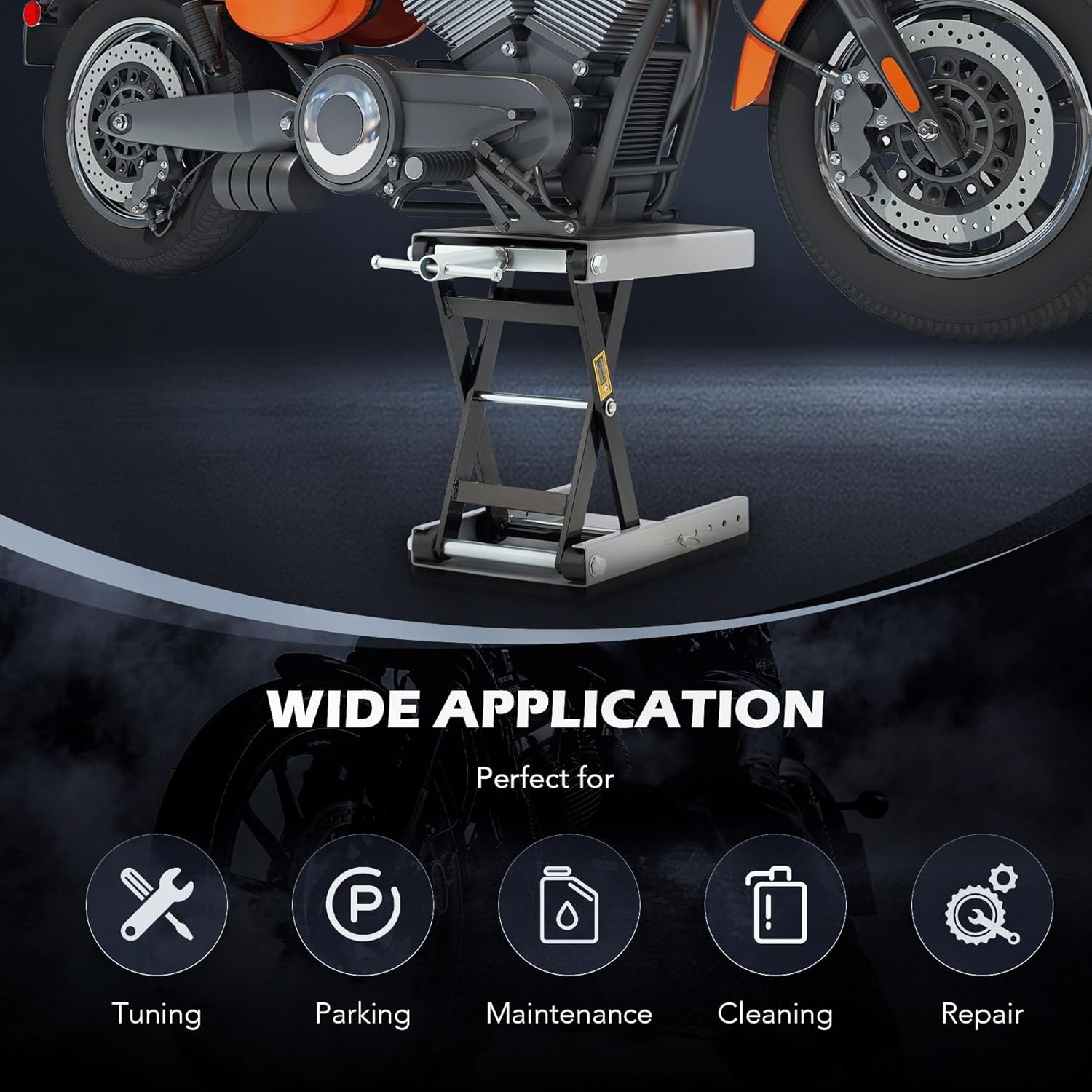 OMT Motorlift, Motorfietslift met platform, Max. 500kg schaarlift met basis& T-hendel, Heavy Duty Motorfiets schaartafeltje voor dirt bike touring cruiser