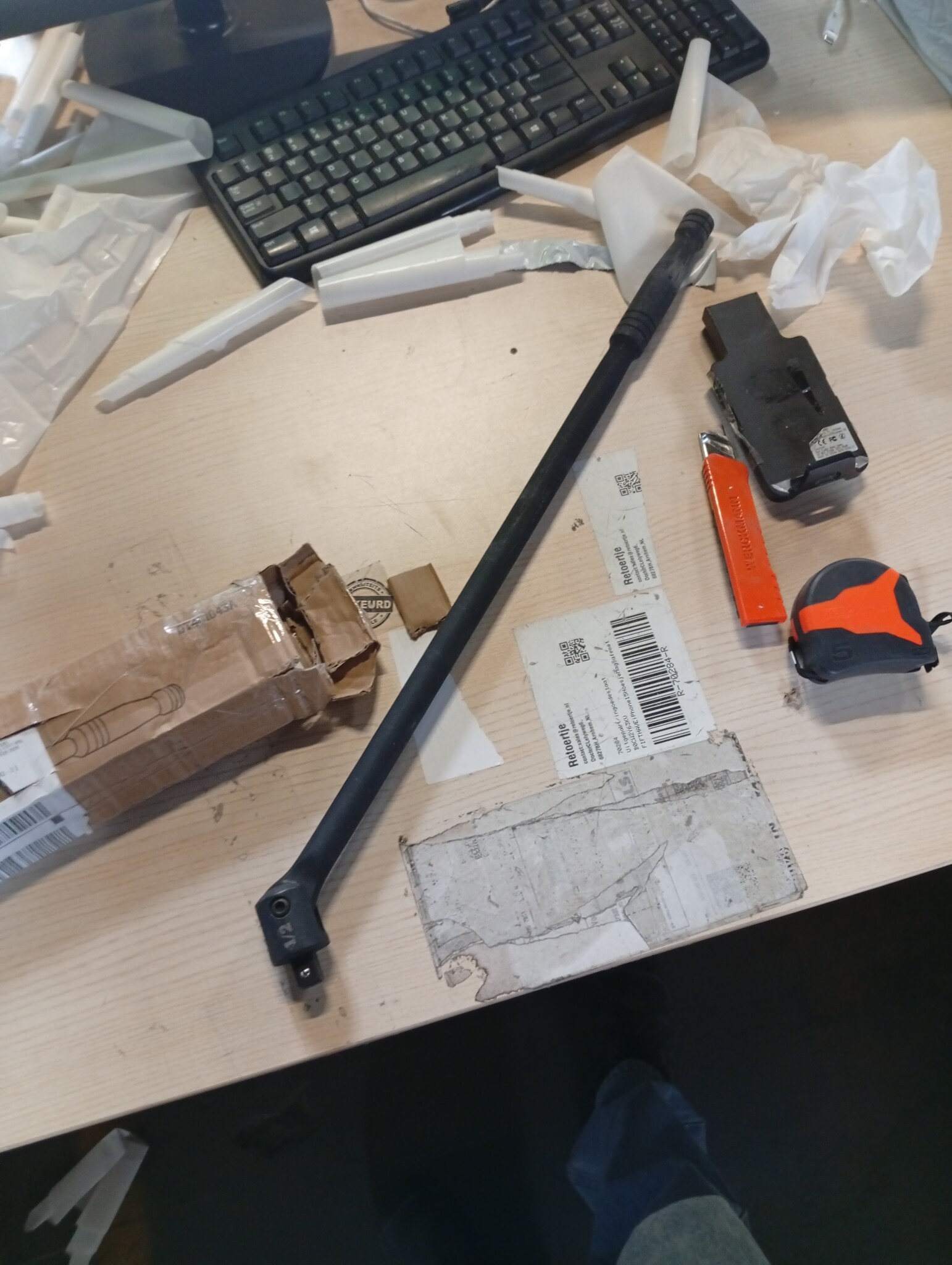 DURATECH Breaker Bar met 240 ° Draaibare 1/2" Aandrijfkop, 60 cm Lang Handvat, Scharniergreep Draaimomentsleutel Heavy-duty Sleutel, Hoog Draaimoment (tot ca. 780 Nm), Zwart