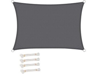 WOLTU Rechthoekig Zonnedoek 5x7m Grijs Waterafstotend Polyester met UV Bescherming voor Tuin en Terras