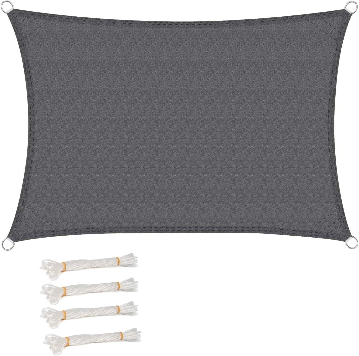 WOLTU Rechthoekig Zonnedoek 5x7m Grijs Waterafstotend Polyester met UV Bescherming voor Tuin en Terras