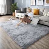 SUBEEN Modern Woonkamer Vloerkleed Langpolig Zacht Vloerkleed Rechthoekig Vloerkleed Luxe Vloerkleed Gezellige Woonkamer Meisjes Kinderen Antislip Vloerkleed (Lichtgrijze, 80x160cm)