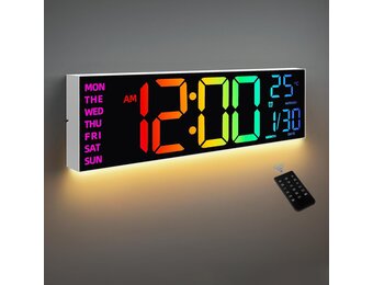 Digitale Wandklok 41cm | Temp, Datum, Zomertijd | 29% Korting!