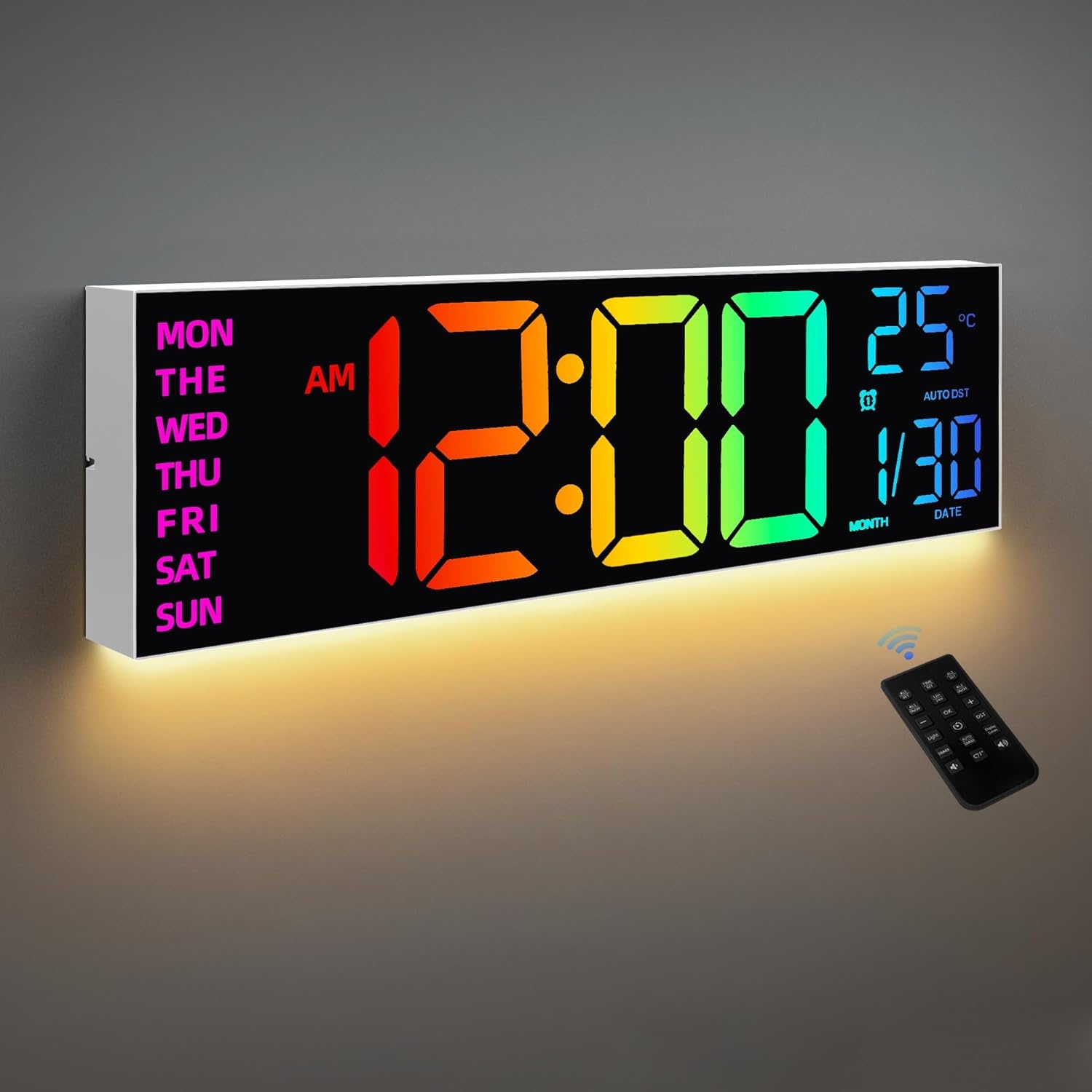 Digitale Wandklok 41cm | Temp, Datum, Zomertijd | 29% Korting!