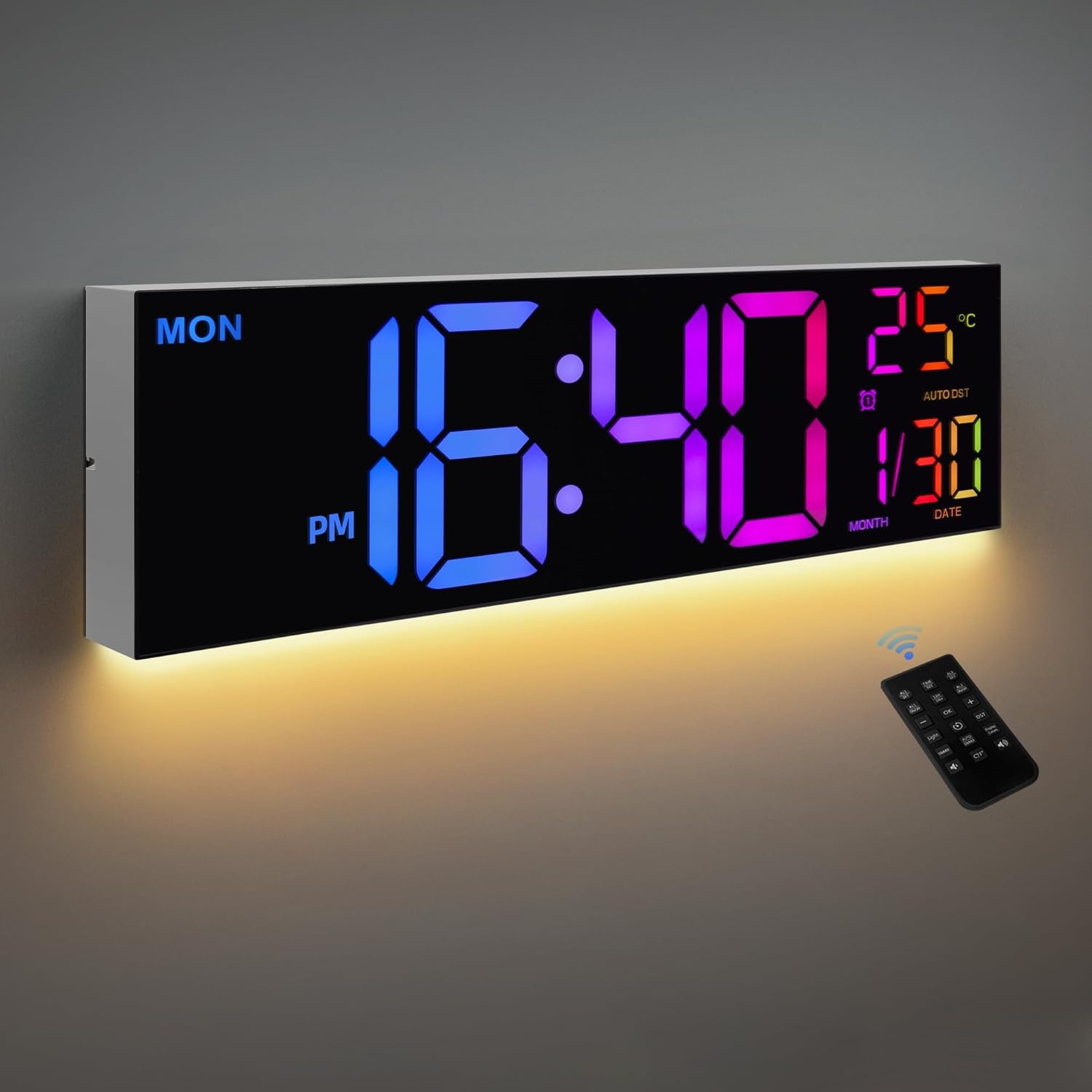 Digitale Wandklok 41cm | Temp, Datum, Zomertijd | 29% Korting!