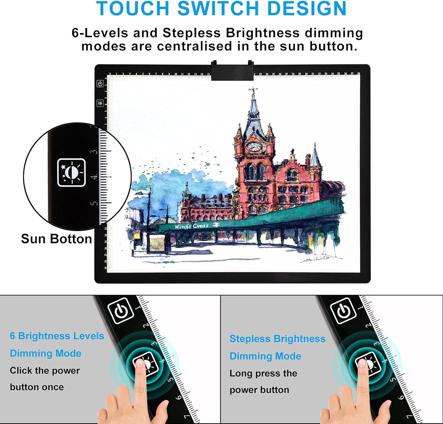 TOHETO A3 Light Pad | Draadloos Oplaadbaar | 58% Korting