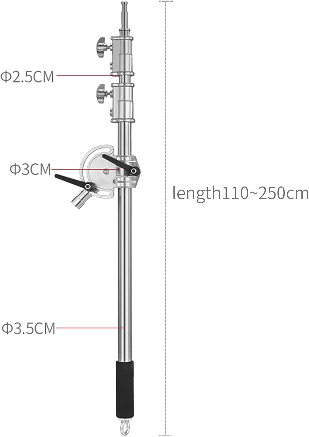 Verlengarm RVS voor Lichtstatief | 110-250cm, 90° draaibaar, incl. zandzak | -29%