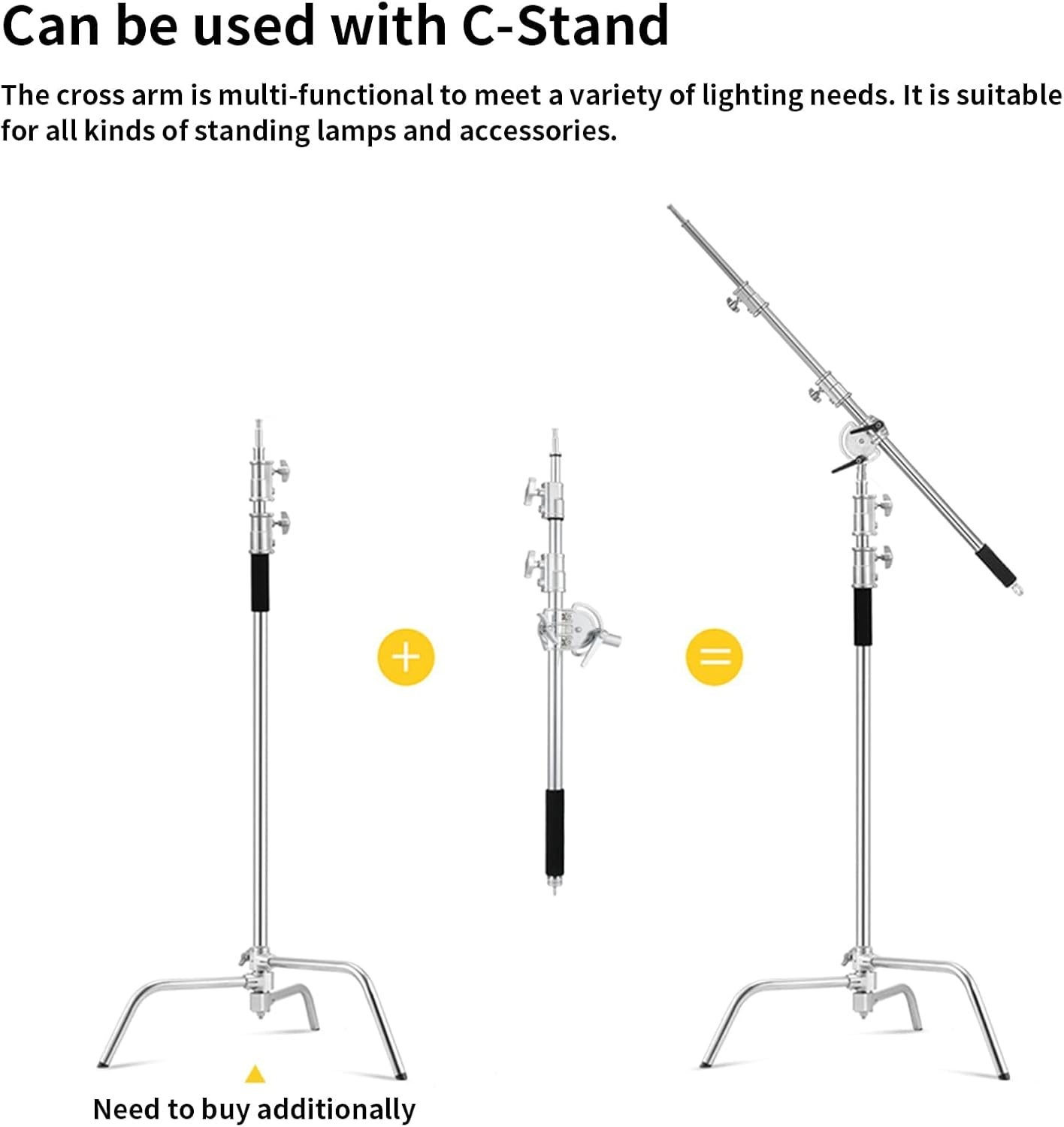 Verlengarm RVS voor Lichtstatief | 110-250cm, 90° draaibaar, incl. zandzak | -29%