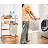 Wasmand Bamboeframe 2 Planken & Zakken - 93x64x33 cm - Ivoor (48% Korting)