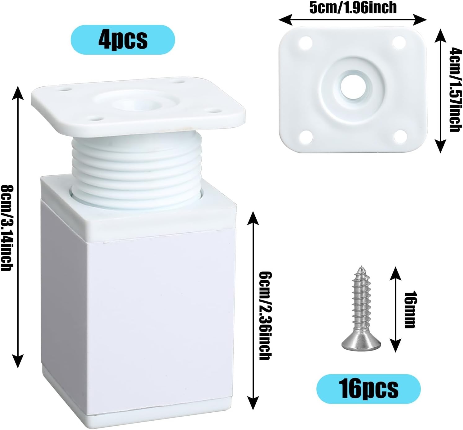 4x Verstelbare Witte Aluminium Meubelpoten 6cm - 29% Korting!