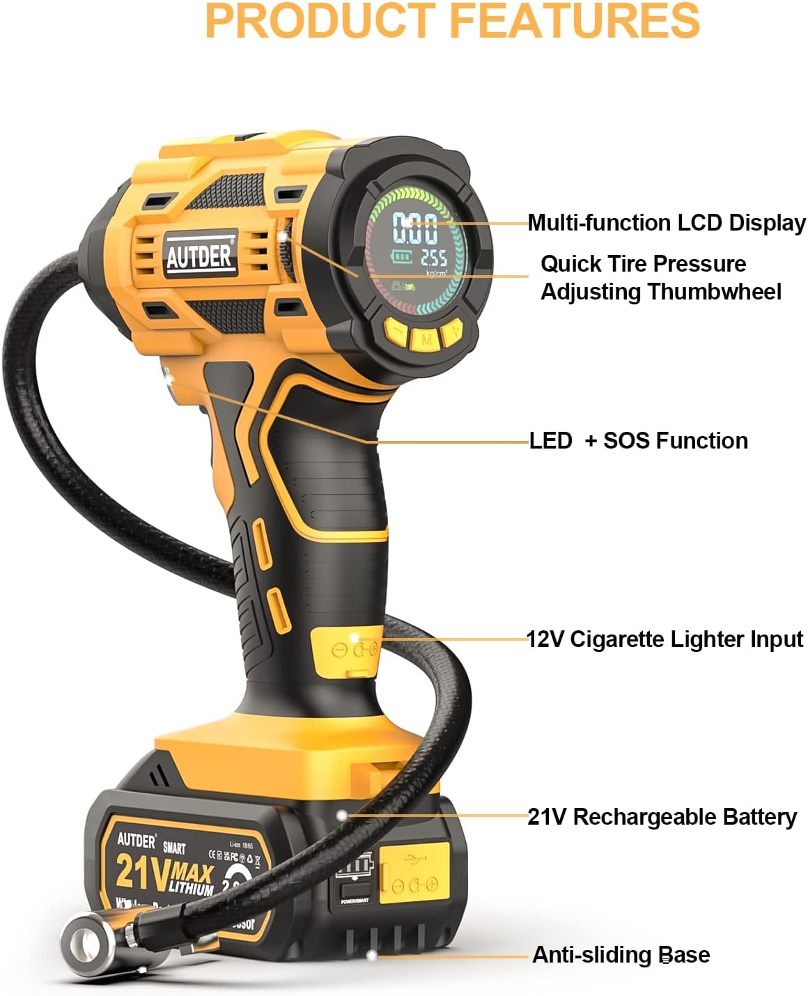 AUTDER Accu Luchtcompressor 180 PSI - 29% Korting!