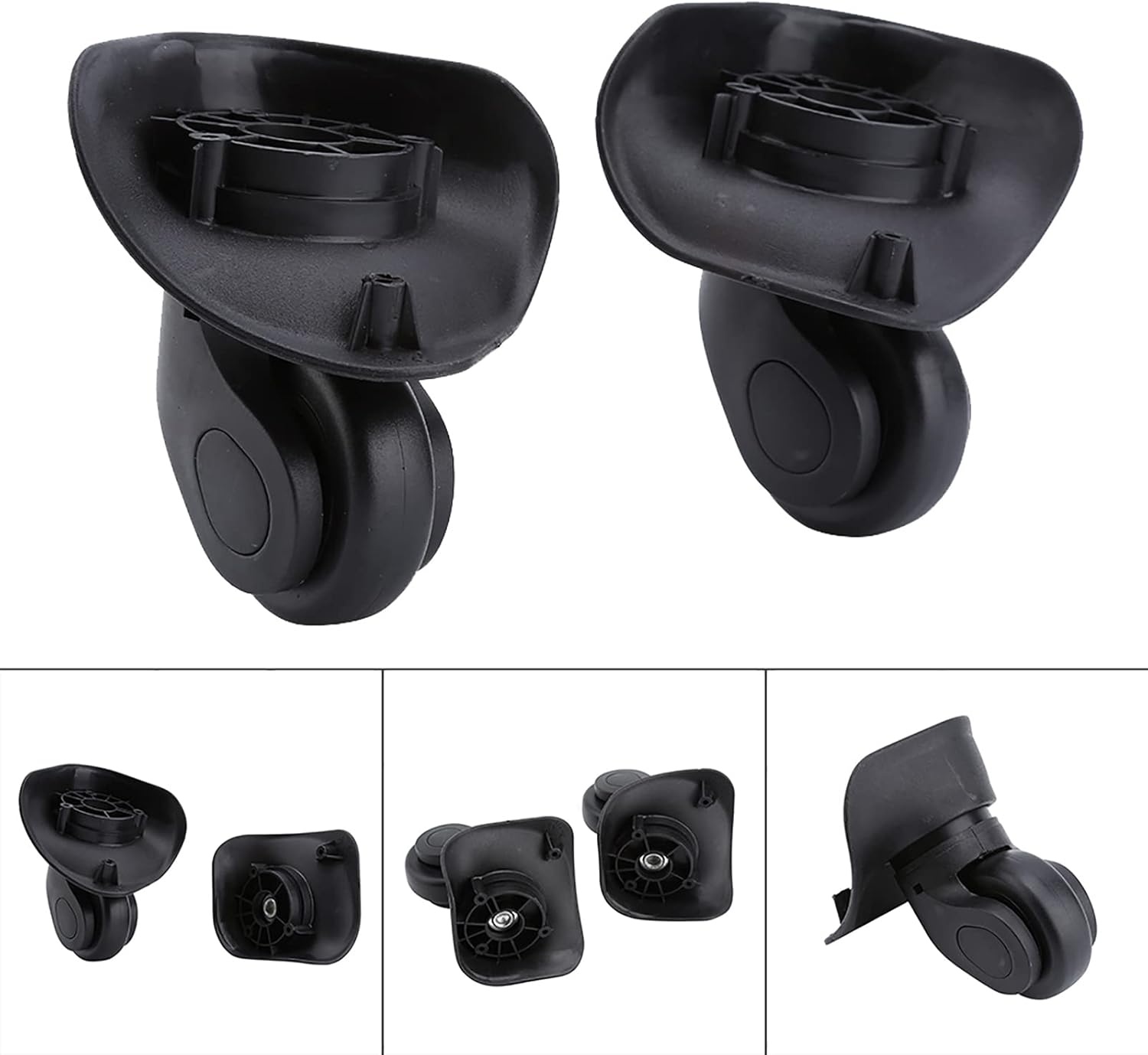 2 Zwarte PVC Kofferwielen met Korting - 27%