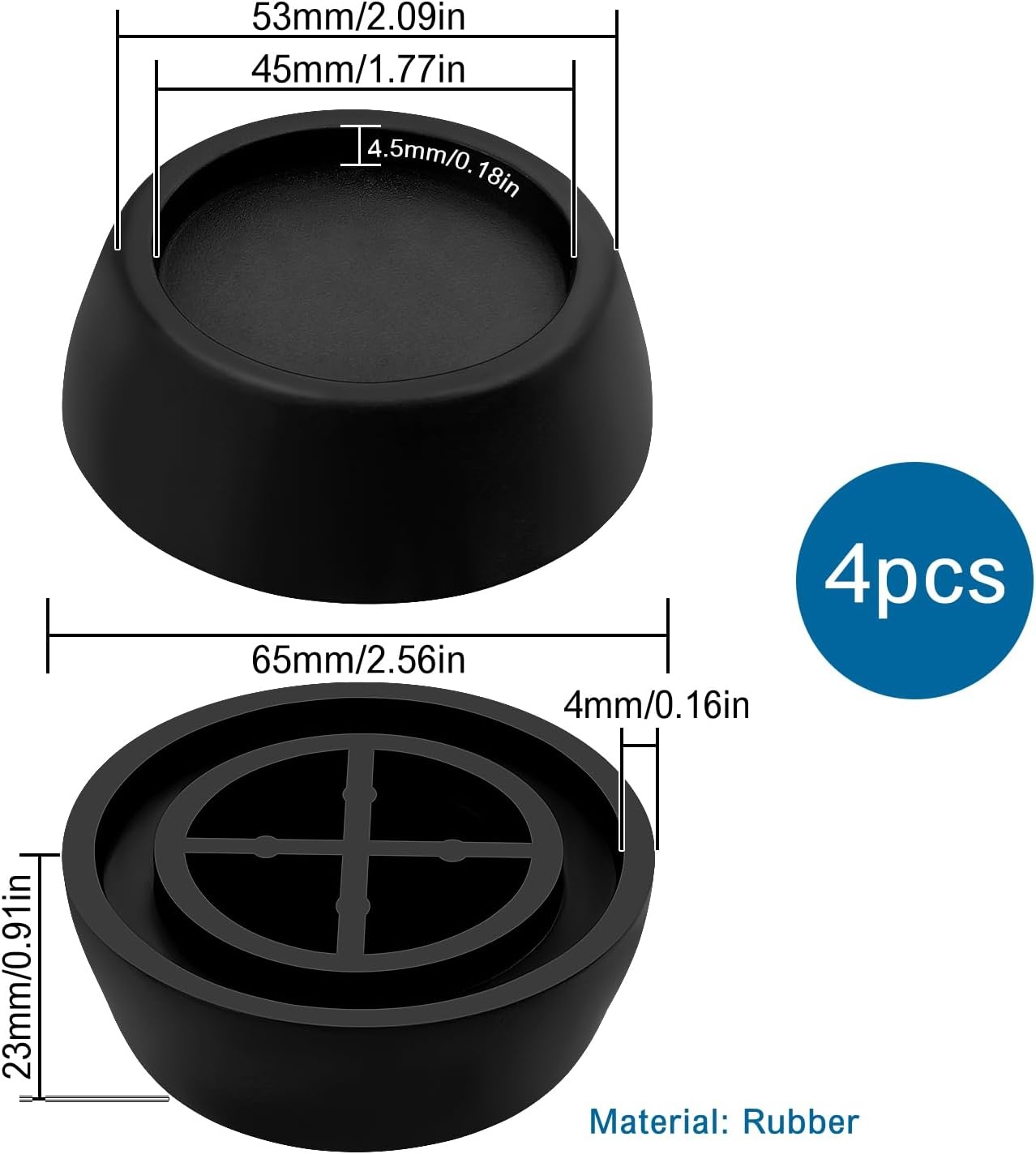 Anti-vibratie pads wasmachine/droger - 4 stuks, 25% korting!