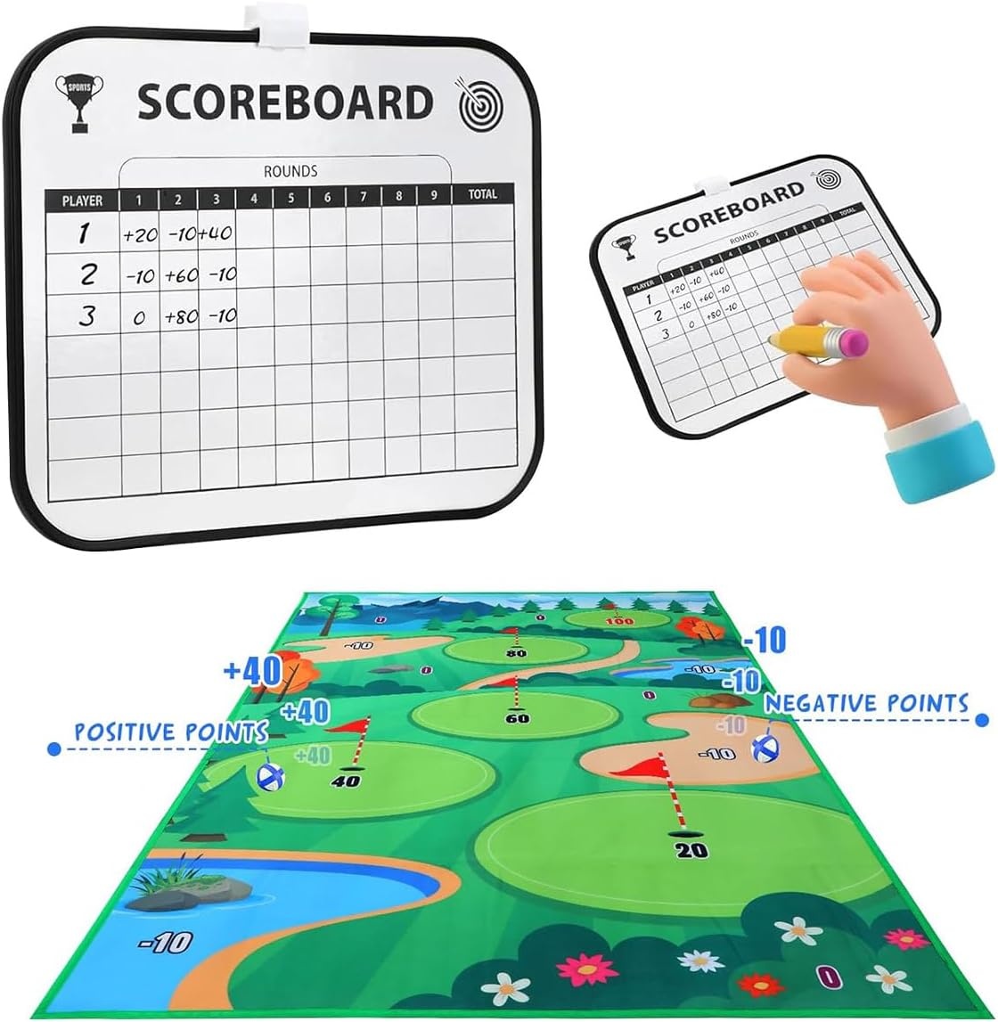 Golf Chipping Mat Groen (180x120cm) met Ballen & Scorebord - 29% Korting