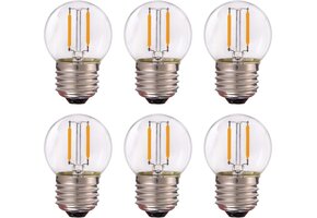 6x G40 LED Filament Lampen 1W E27 Warm Wit - 26% Korting!