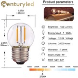 6x G40 LED Filament Lampen 1W E27 Warm Wit - 26% Korting!