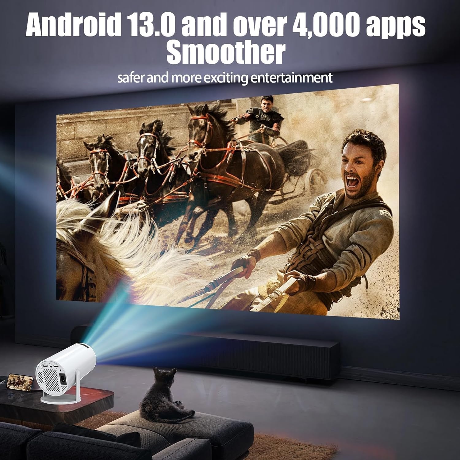 Draagbare Mini Beamer - Android 13, WiFi 6, 4K Ondersteuning - 29% Korting