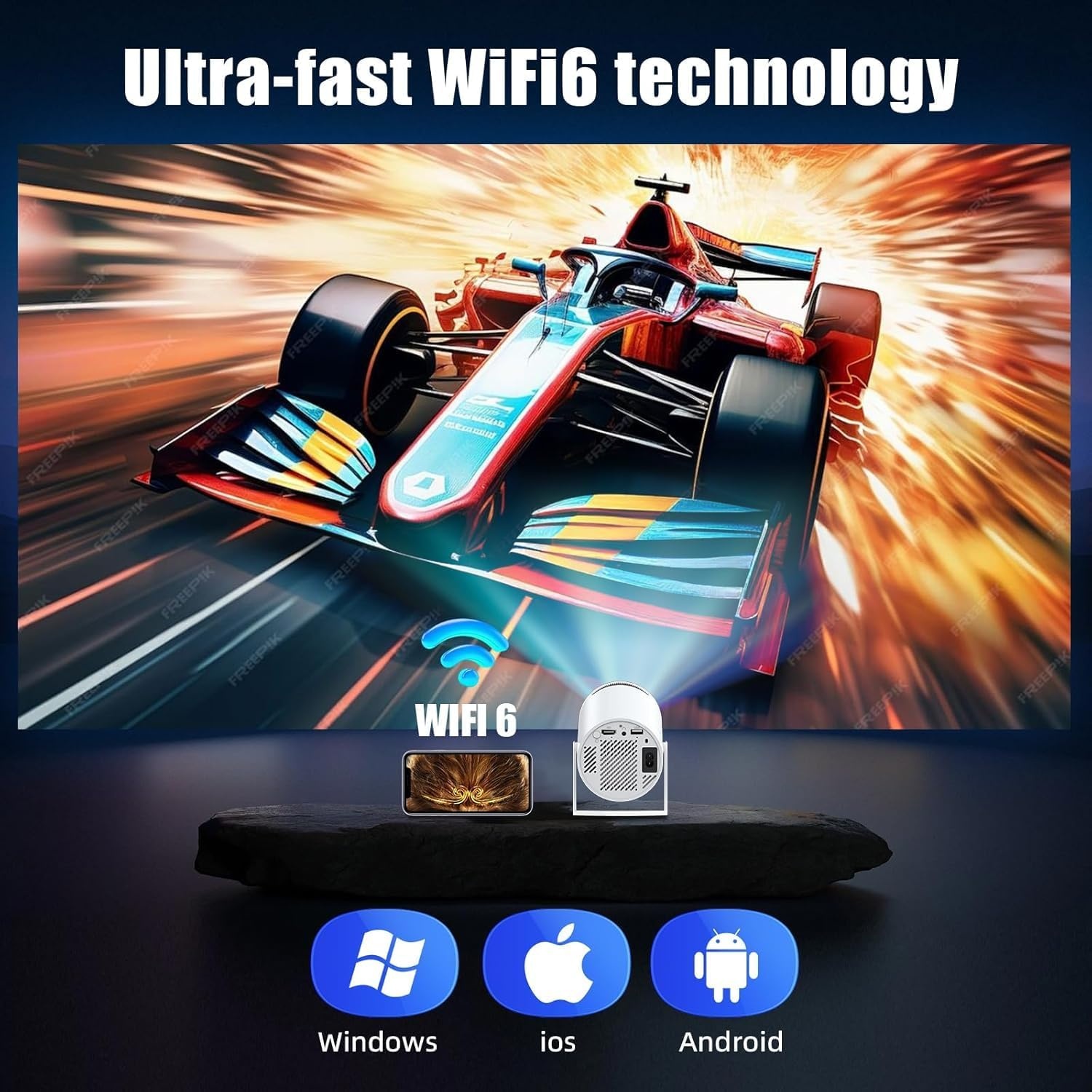 Draagbare Mini Beamer - Android 13, WiFi 6, 4K Ondersteuning - 29% Korting