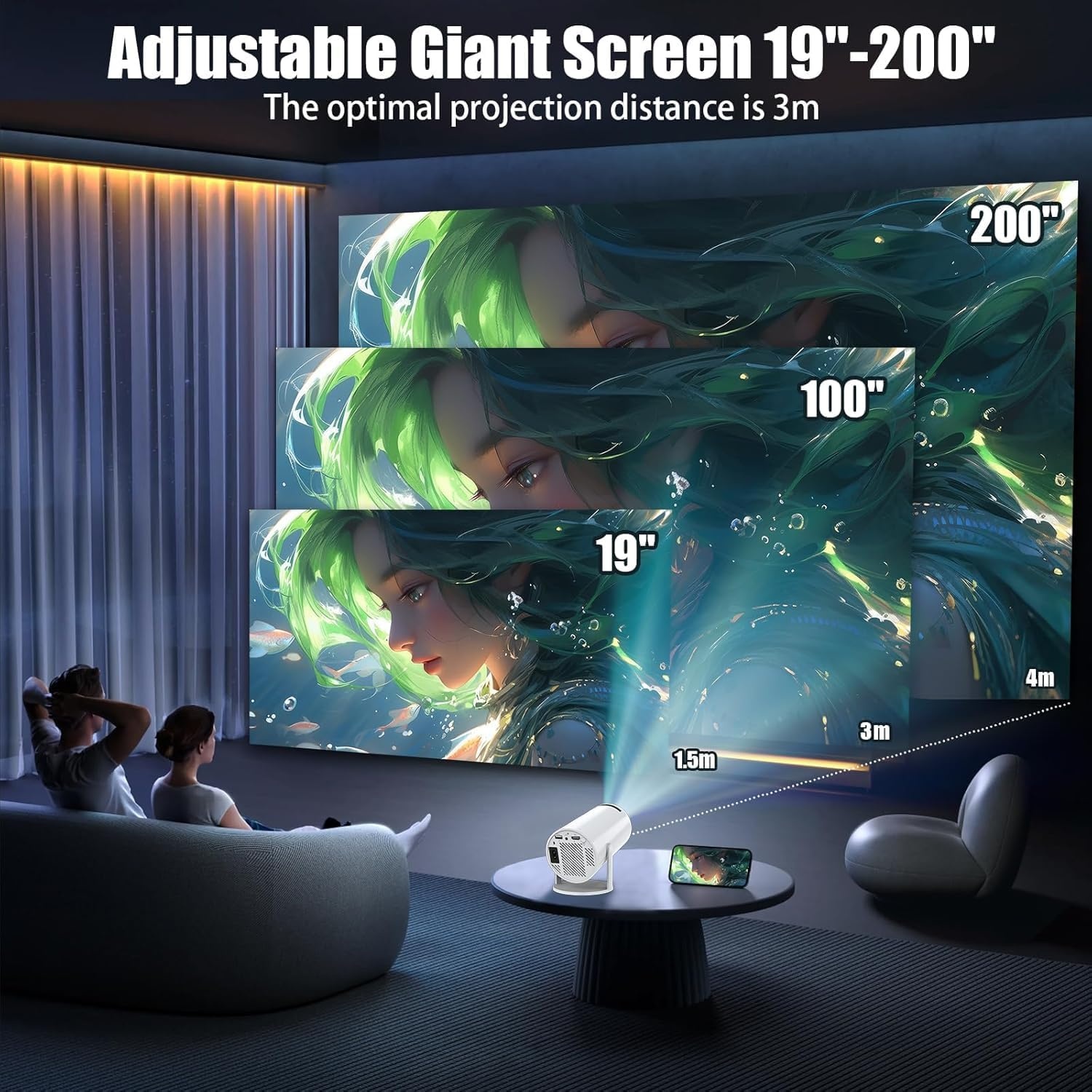 Draagbare Mini Beamer - Android 13, WiFi 6, 4K Ondersteuning - 29% Korting