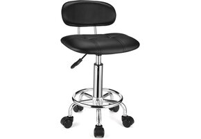 Rolkruk Zwart PU Leer met Rugleuning | 29% Korting