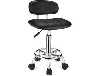 Rolkruk Zwart PU Leer met Rugleuning | 29% Korting