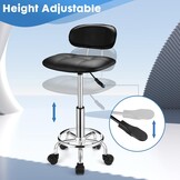 Rolkruk Zwart PU Leer met Rugleuning | 29% Korting