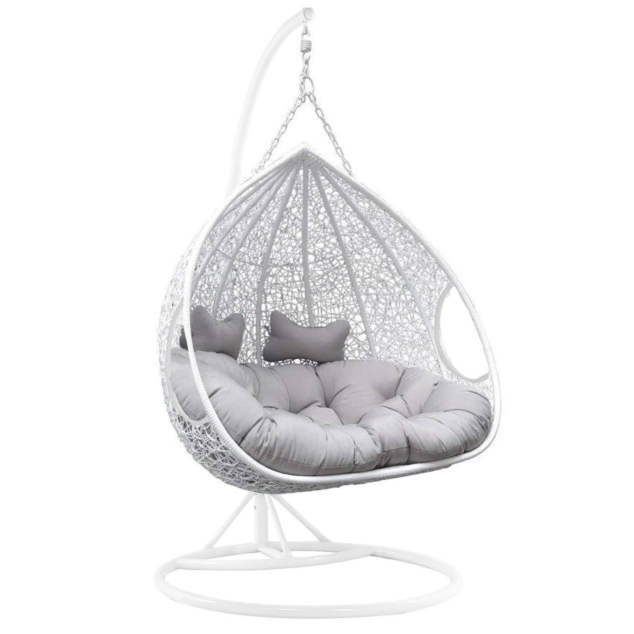 Dubbele Hangstoel Wit met Frame - 60% Korting