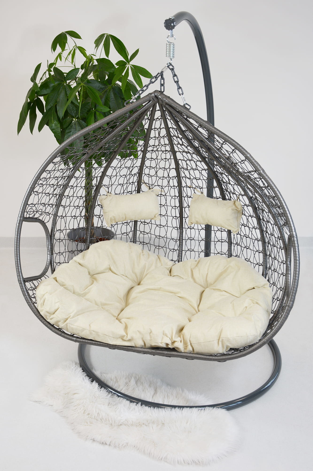Dubbele Hangstoel Wit met Frame - 60% Korting