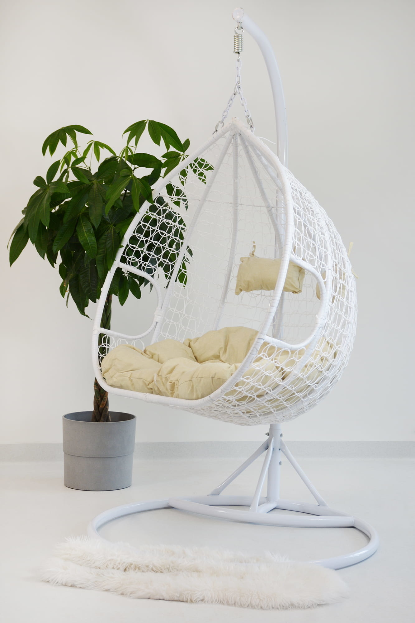 Dubbele Hangstoel Wit met Frame - 60% Korting