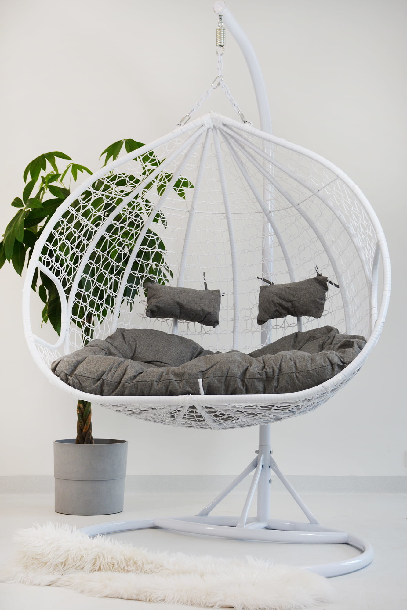 Dubbele Hangstoel Wit met Frame - 60% Korting