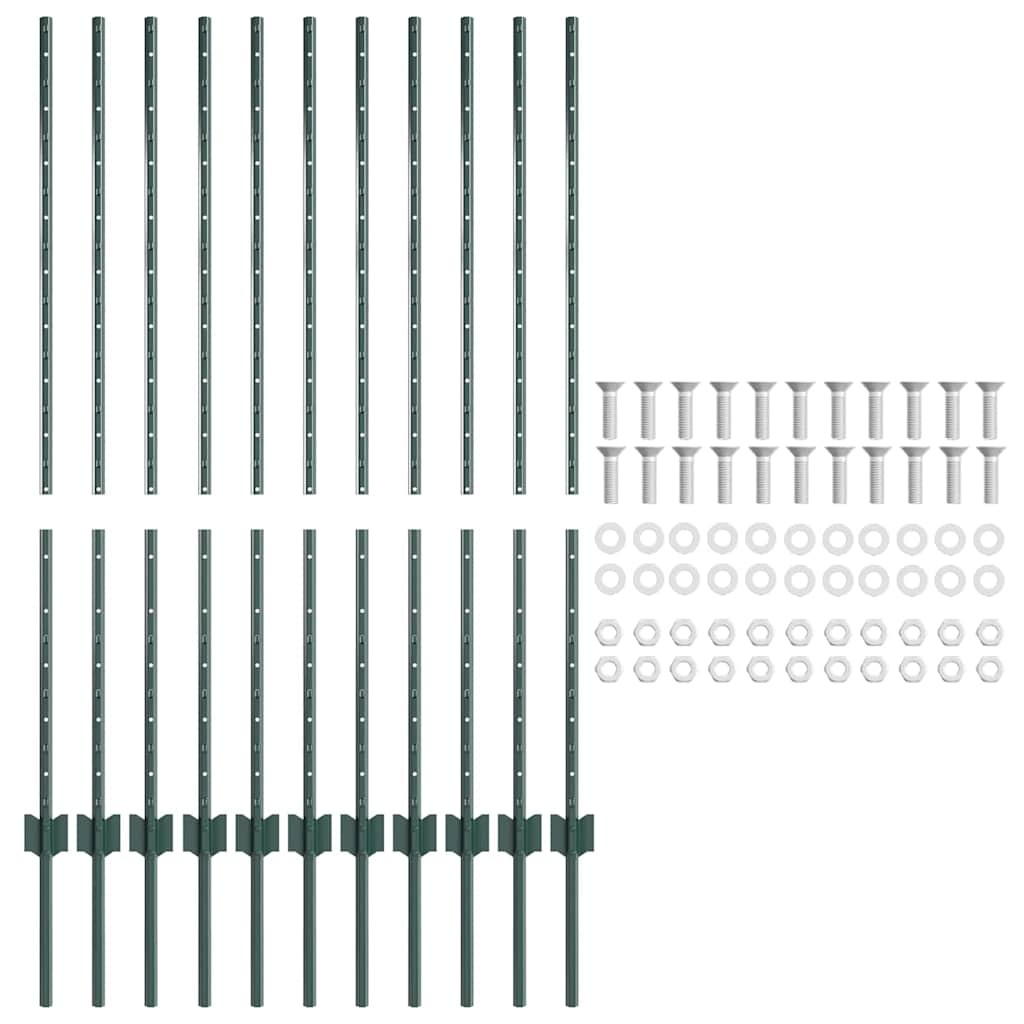 vidaXL Hekpalen (22 stuks) - Groen Staal 120 cm - 34% Korting