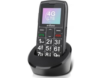 artfone Senior ontgrendeld mobiele telefoon met grote knoppen, SOS-knop, hoog volume, 1400mAh batterij, FM-radio, oplaadstation, 4G mobiele telefoon voor senioren C1 LTE Senior