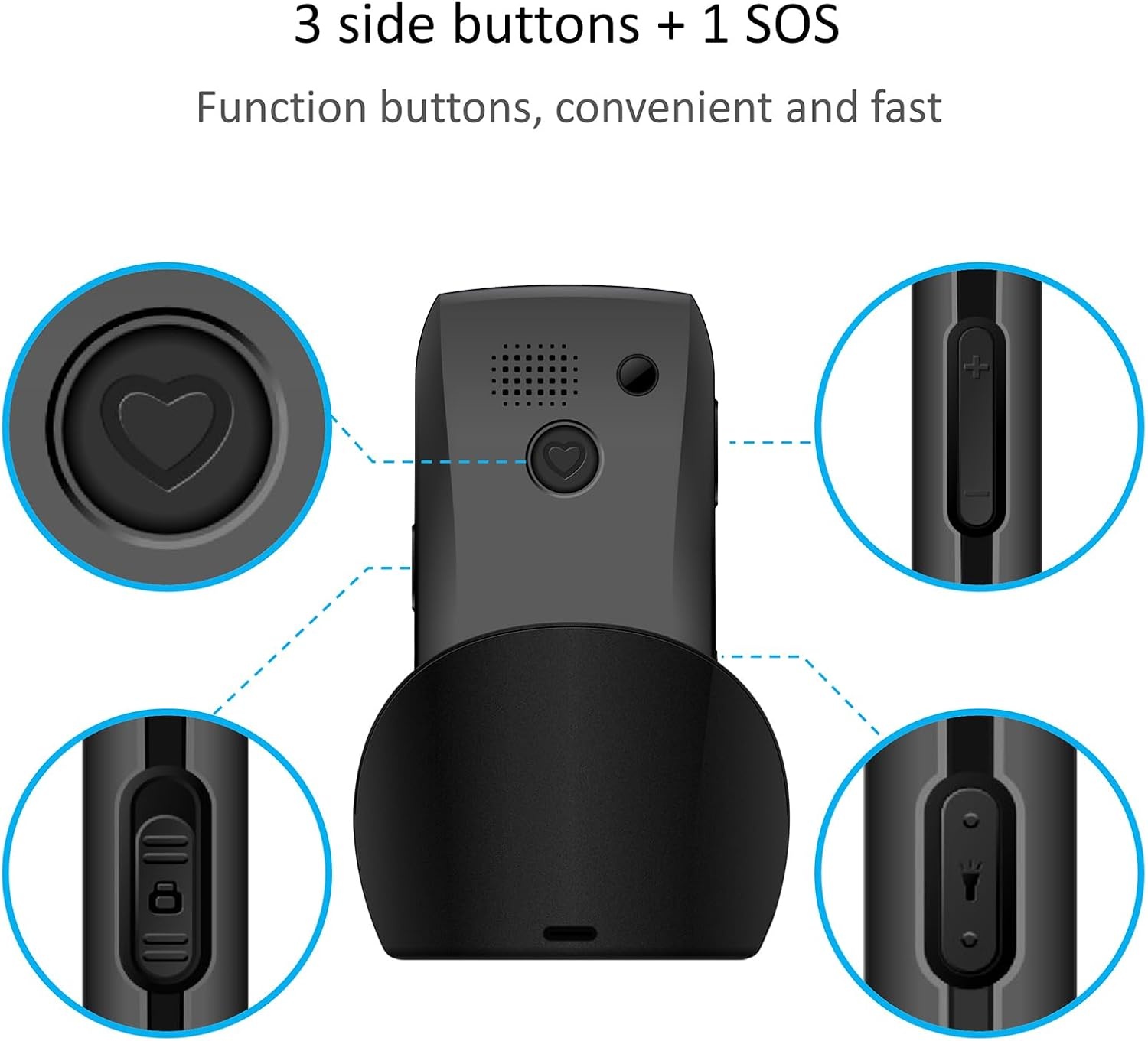 artfone Senior ontgrendeld mobiele telefoon met grote knoppen, SOS-knop, hoog volume, 1400mAh batterij, FM-radio, oplaadstation, 4G mobiele telefoon voor senioren C1 LTE Senior
