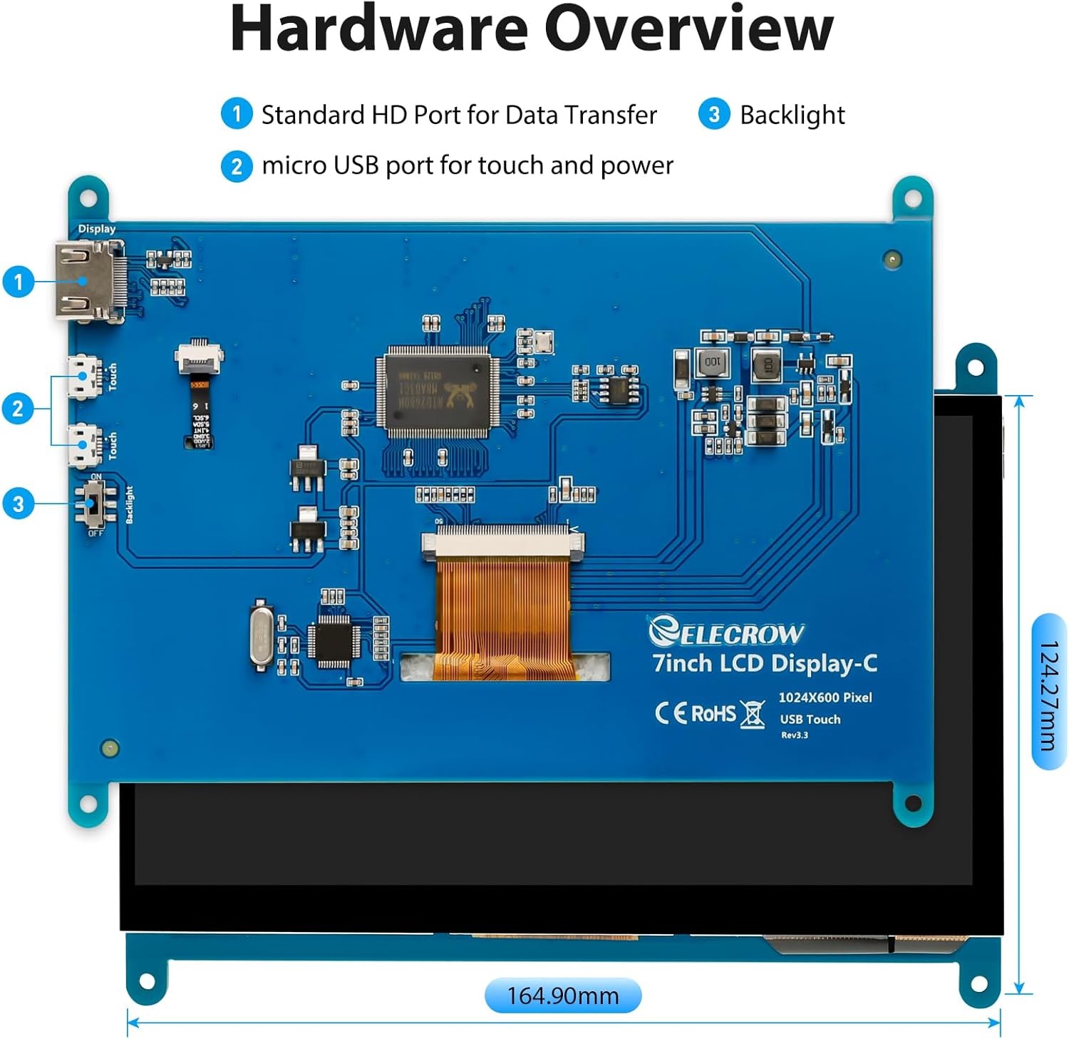 ELECROW 7" Touchscreen Monitor: 34% Korting!