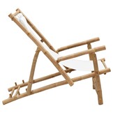 VidaXL Terrasstoel Bamboe & Canvas Crèmewit - 34% Korting!