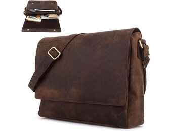 LEABAGS Lederen Laptoptas - Vintage Look - 35% Korting