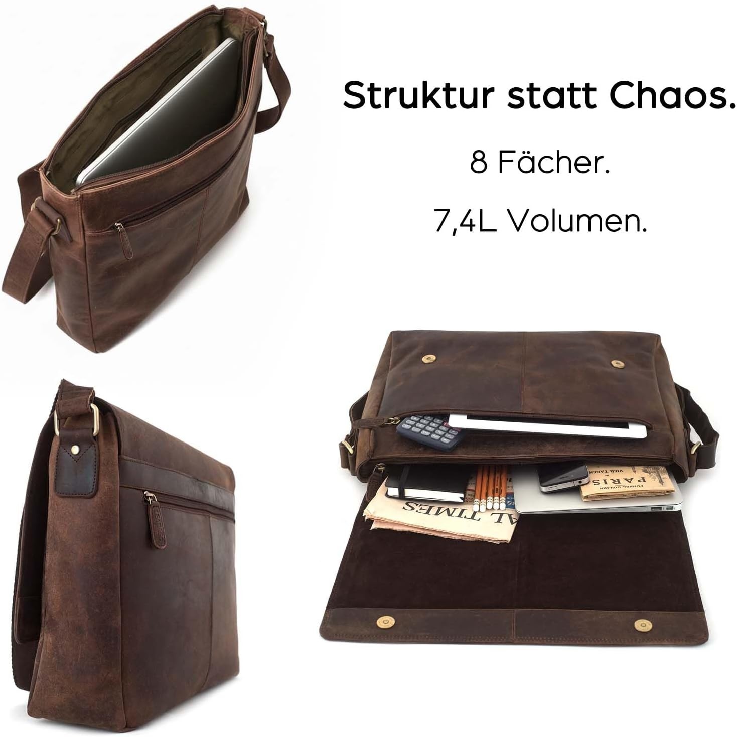 LEABAGS Lederen Laptoptas - Vintage Look - 35% Korting