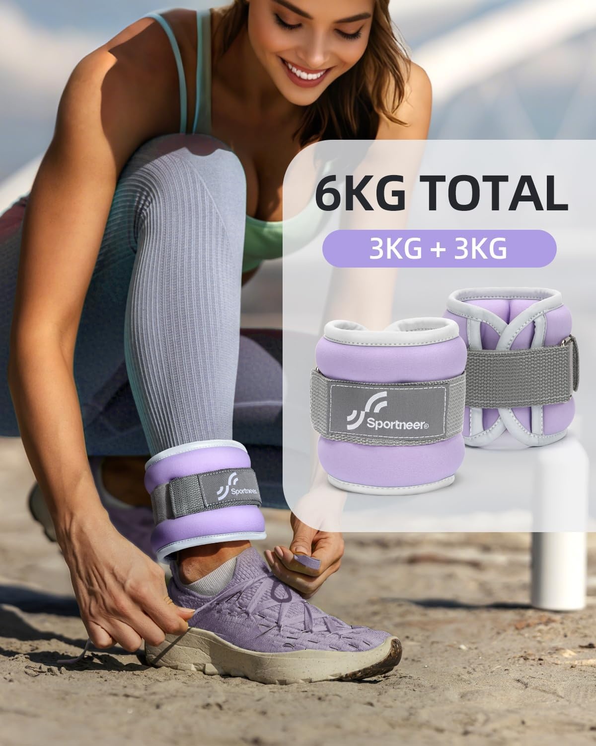 Sportneer Enkel-/Armgewichten Lila 2x3kg - 28% Korting!