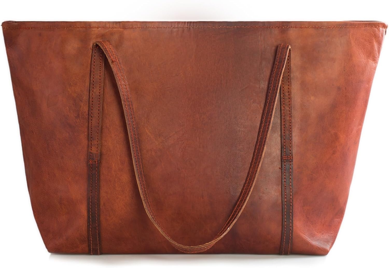 LEABAGS Leren Schoudertas Dames - Roodbruin Vintage - 40cm - Nu 34% Korting!